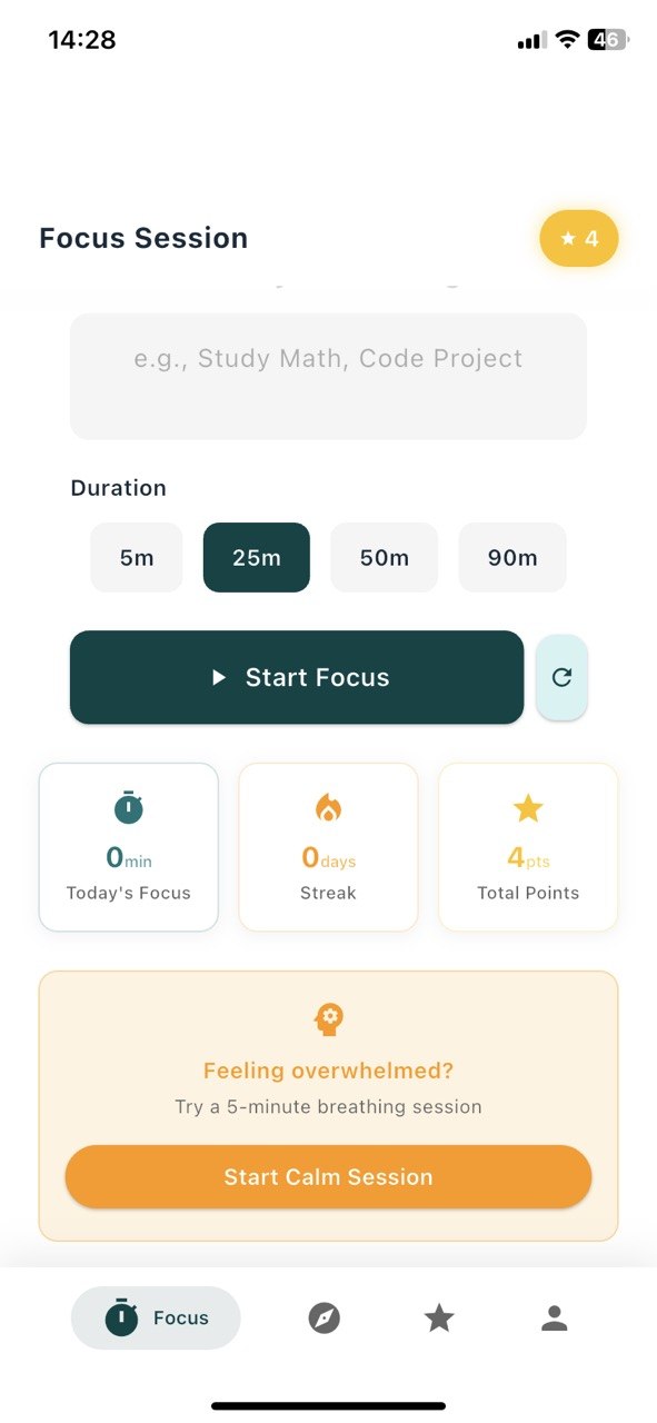Focus Together community room on the Sereunoia app